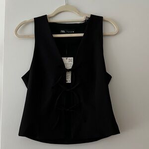 Zara Black Bow Detail Blouse